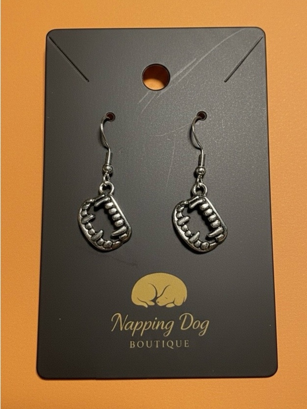 Silver Vampire Fang Drop Earrings